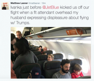 Illustration for article titled Man Kicked Off JetBlue Flight for Harassing Ivanka Trump: ‘Your Father Is Ruining the Country’